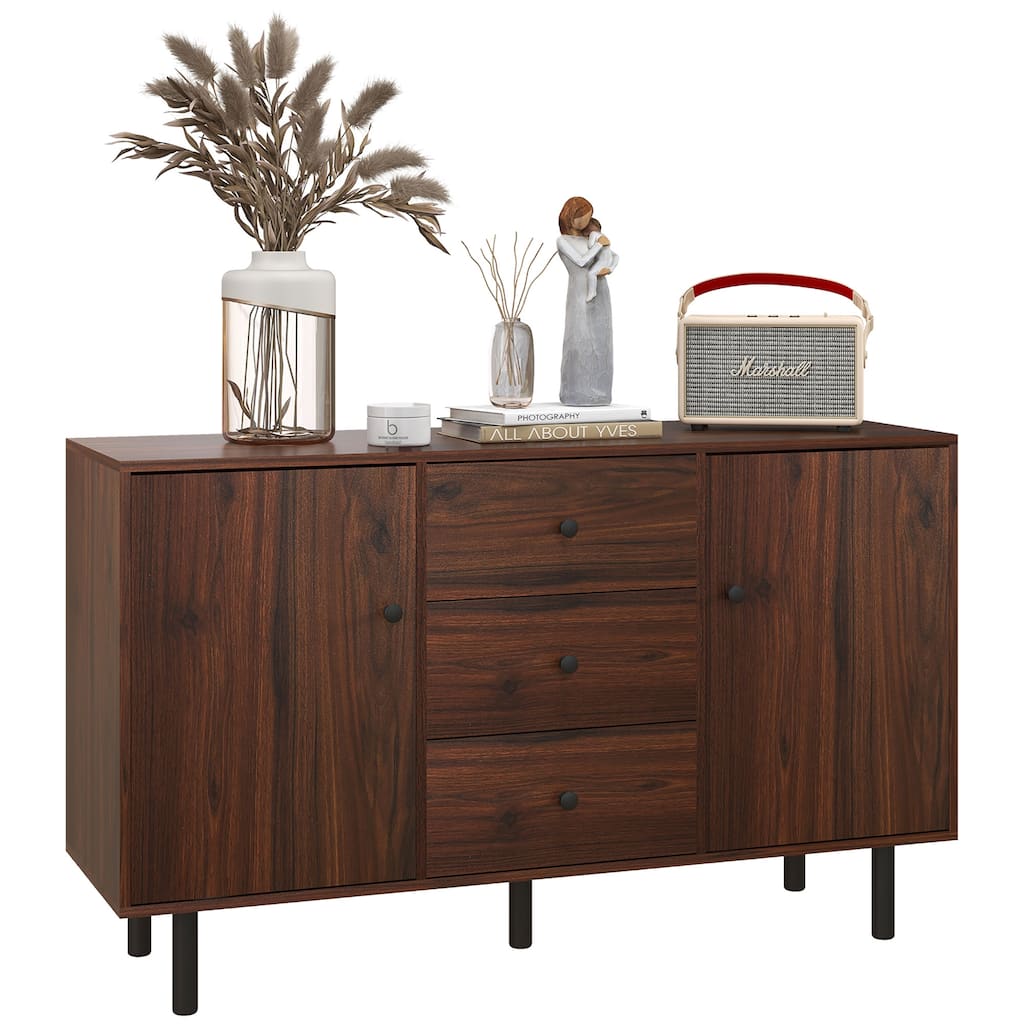Sideboard Buffet Cabinet, Kitchen Cabinet with 2 Cupboards, 3 Drawers and Adjustable Shelves, Coffee Bar Cabinet