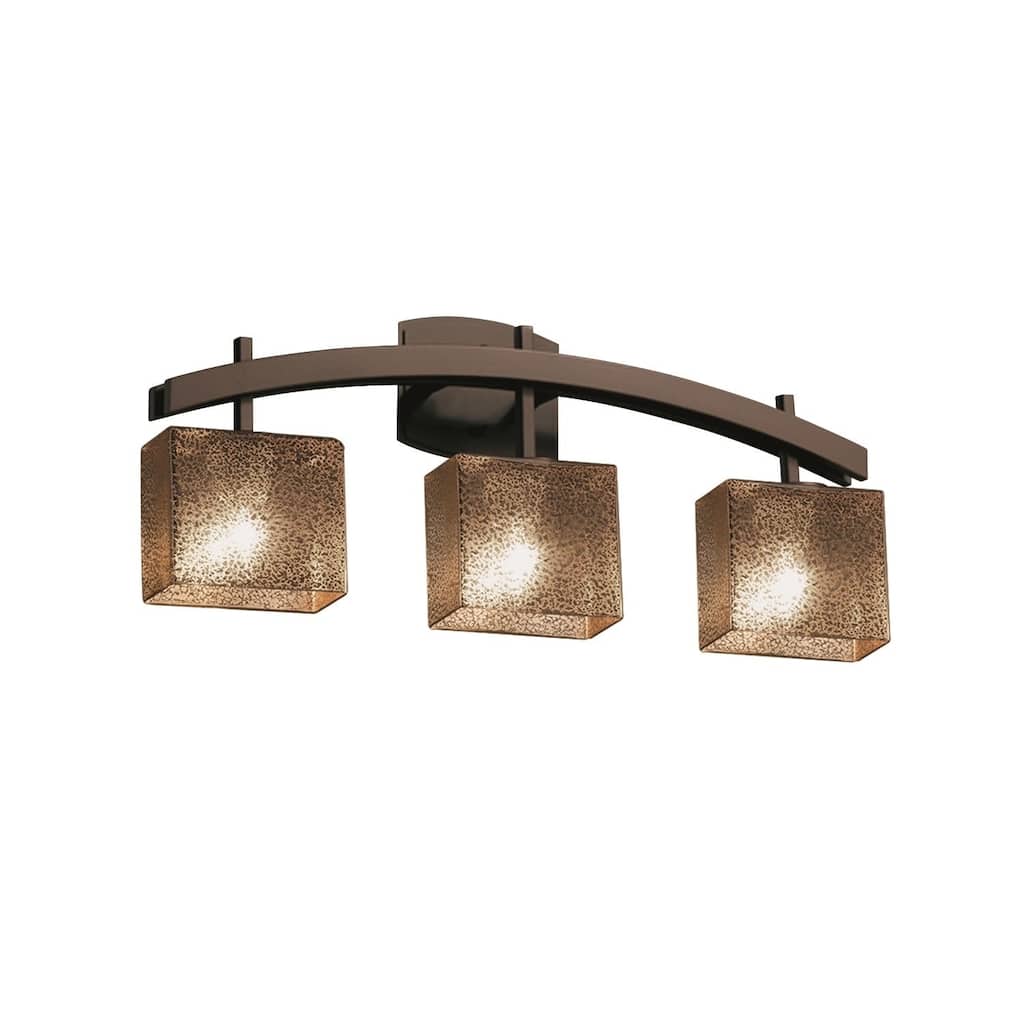 Justice Design Fusion Archway 3-light Dark Bronze Bath Bar, Mercury Rectangle Shade
