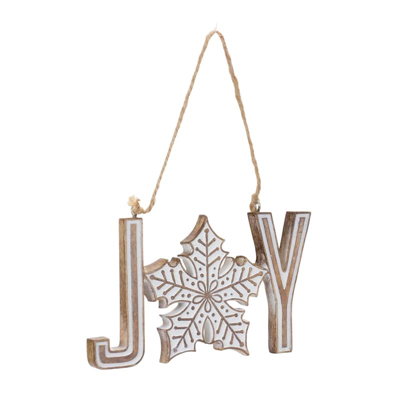 "Joy" and "Noel" Snowflake Christmas Ornaments - 6" - 12ct