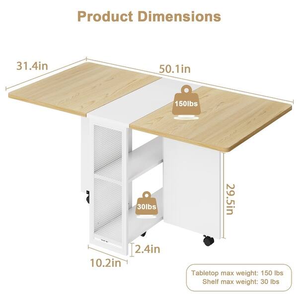 Space Saving Folding Dining Table with 2 Tier Storage - Bed Bath ...