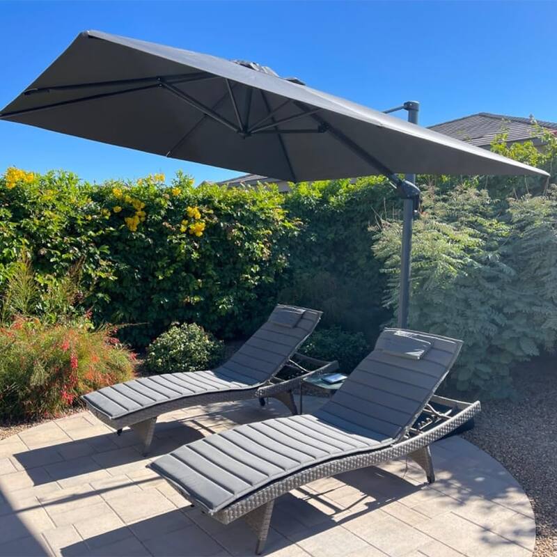PURPLE LEAF 10 ft Square 360 Degree Rotation Patio Cantilever Umbrella