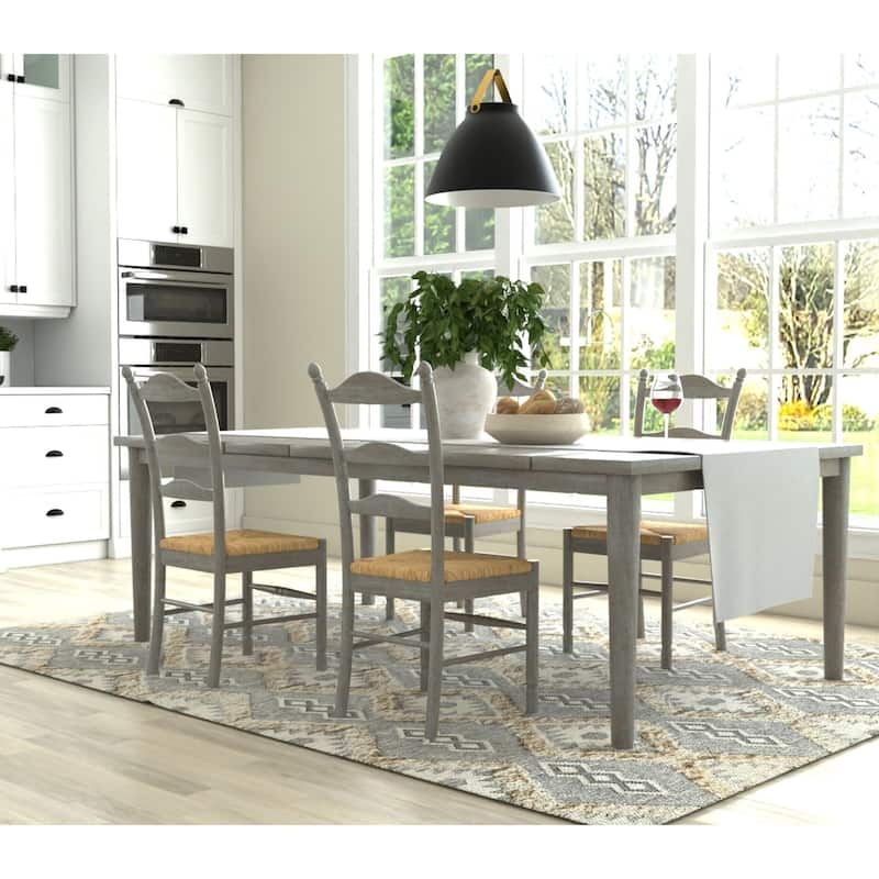 Woven Seat Ladder Back Solid Dining Chair - 38" - Driftwood Brown