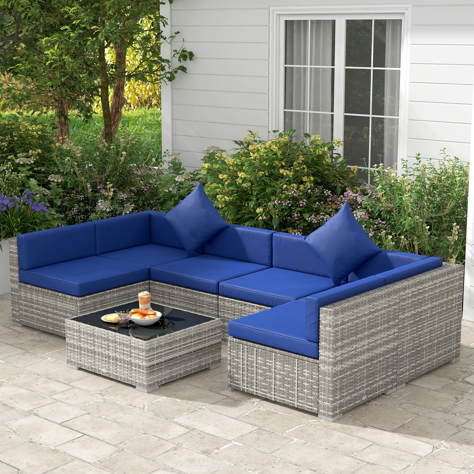 Siara 7 piece Rattan Wicker Sectional Patio Set by Havenside Home Bed Bath Beyond 27619016