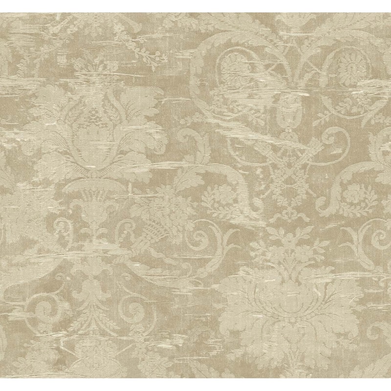Seabrook Designs Joannie Victorian Unpasted Wallpaper - 27 in. W x 27 ft. L - Metallic Pale Oak