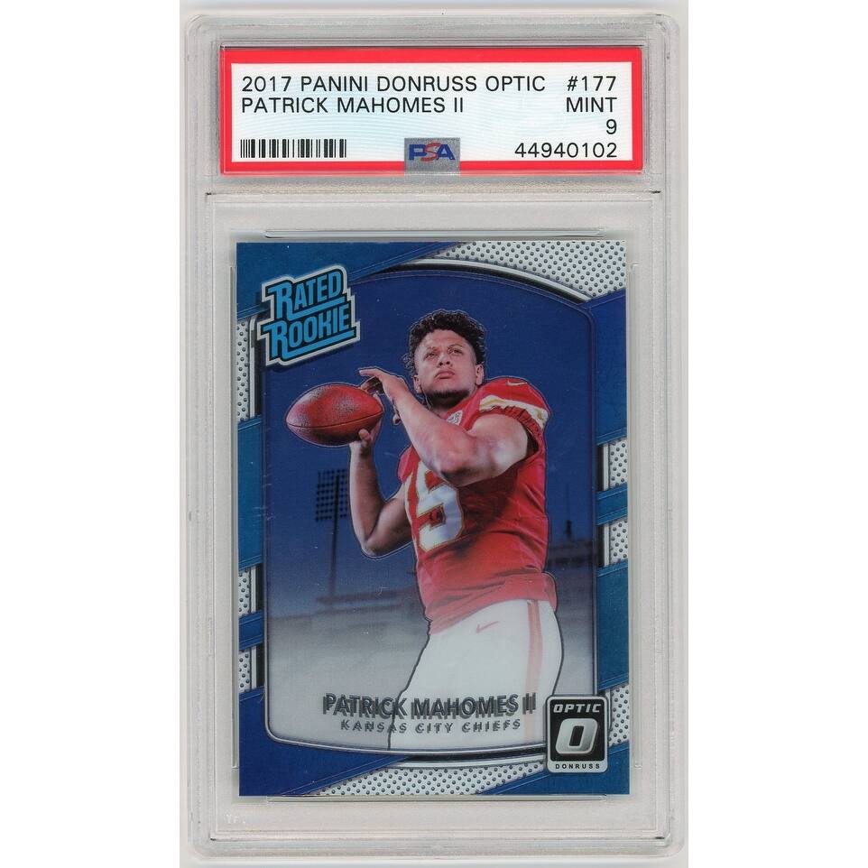 Patrick Mahomes 2017 Panini Donruss Optic Football Rookie Card RC #177 Graded PSA 9 MINT - 8'6" x 11'6"