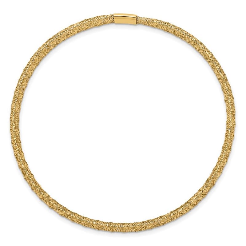 Curata 10k Yellow Gold 4mm Stretch Mesh Slip-on Bracelet for Women