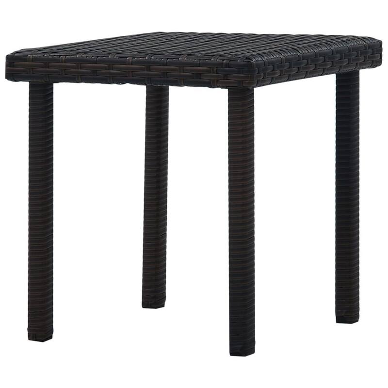 Outdoor Side End Table, 16 Inch Square Top, Woven Brown Poly Rattan