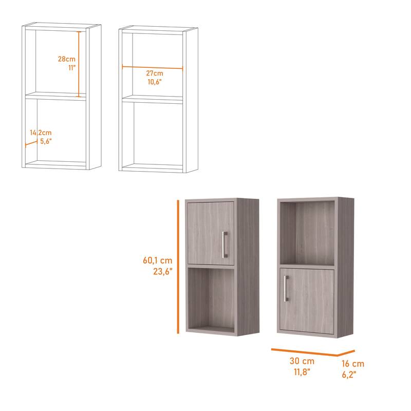Oak 2 Bathroom Medicine Cabinets with Open Shelf