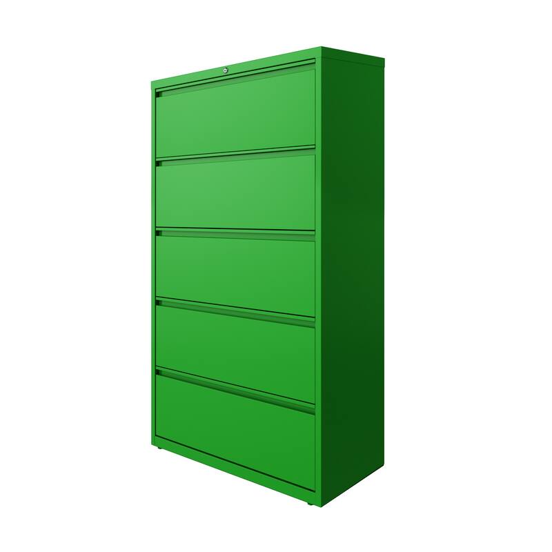 Hirsh 36-in Wide HL10000 Series 5 Drawer Lateral File Cabinet with Posting Shelf and Roll-Out Binder Storage, White