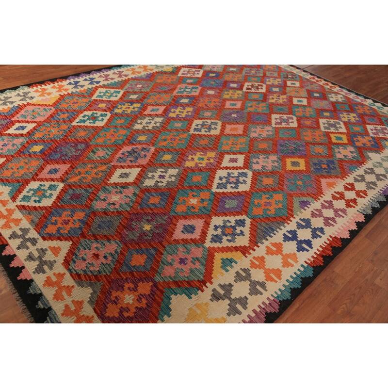 South Western Style Kilim Oriental Area Rug Handmade Wool Carpet - 8'5"x 11'2"