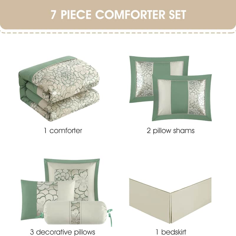 Nanshing Hermonie Floral 7-Piece Bedding Comforter Set