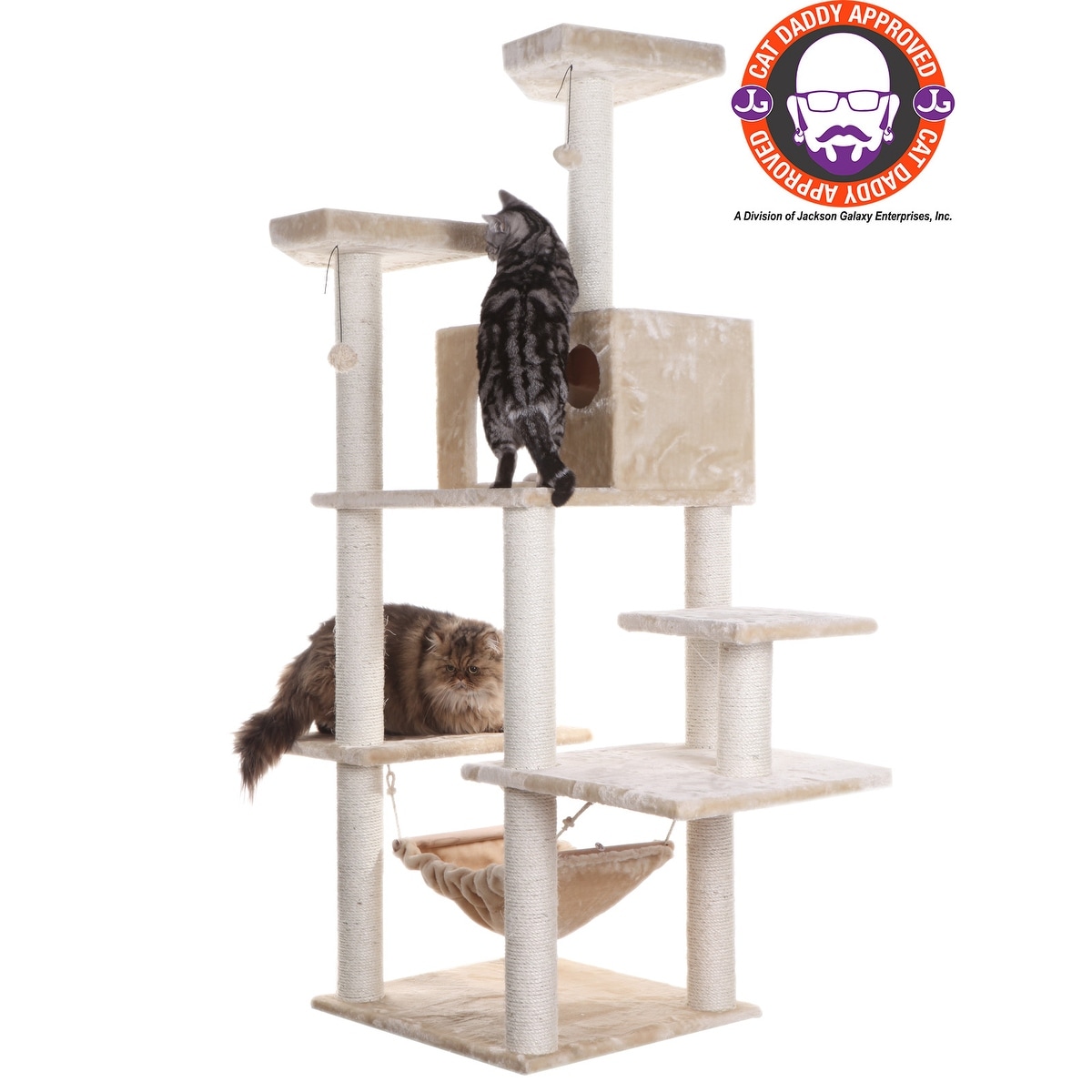 Armarkat Real Wood Cat Jungle Gym Beige Scratcher With Condo Large