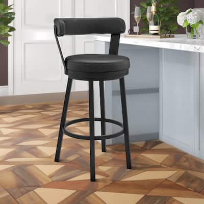 Swivel Barstool with Curved Open Back and Metal Legs
