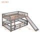 preview thumbnail 5 of 15, Full Over Full Low Bunk Bed with Fence and Ladder for Toddler Kids Teens