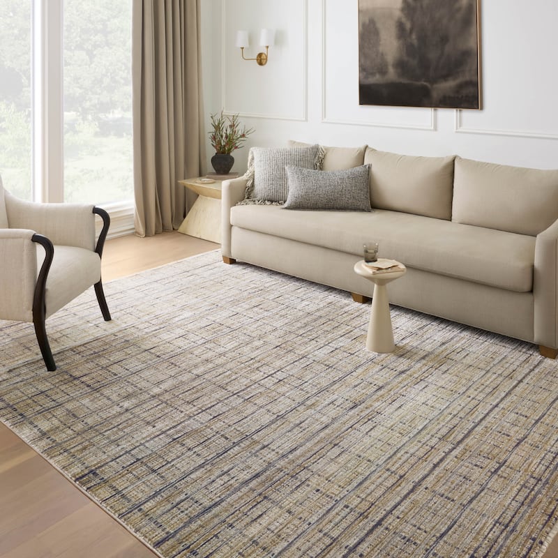 Alexander Home Manhattan Modern Checkered Area Rug - 3' 6" x 5' 6" - Pebble / Charcoal - Runner/Rectangle
