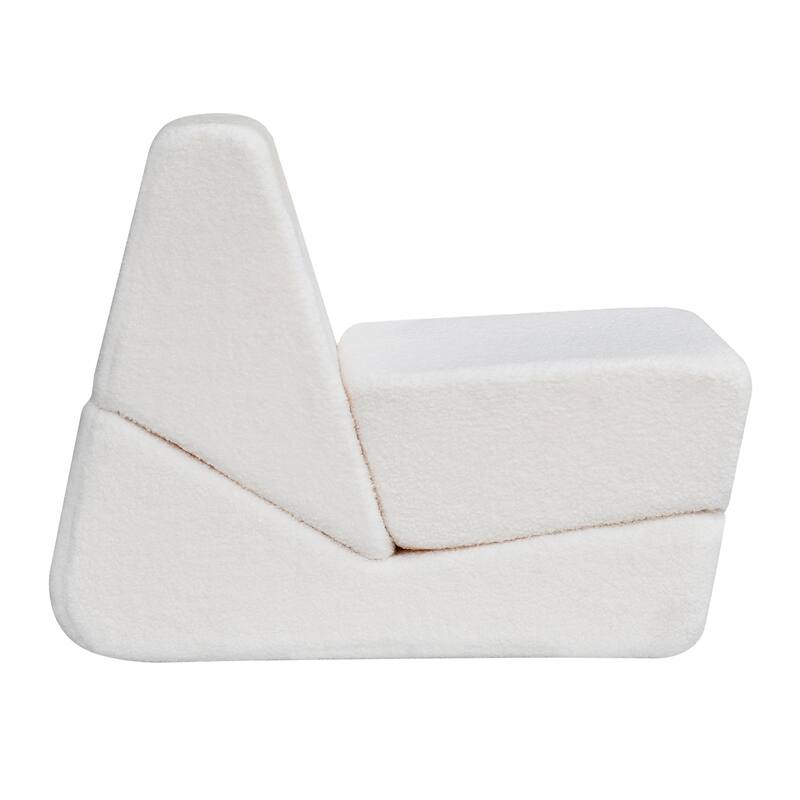 White 2-in-1 Toddler Sofa with Flip Open Lounger and Removable Washable Cover for Kids - 47.6” x 18” x 18”
