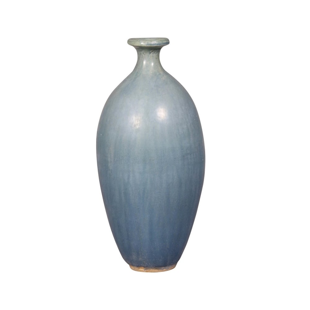 Artissance Vintage Style Ceramic Round Vase w/Small Opening, 11 Inch Tall, Antique Green (Size & Finish Vary)