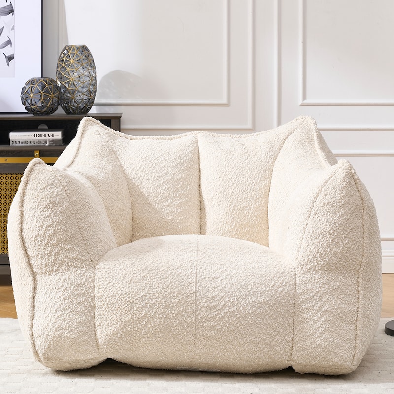 Sofa Chairs with Highly Resilient Foam for Living Rooms And Bedrooms, Comfortable Square Lazy Sofas, Sofas for Adults to Play - Beige