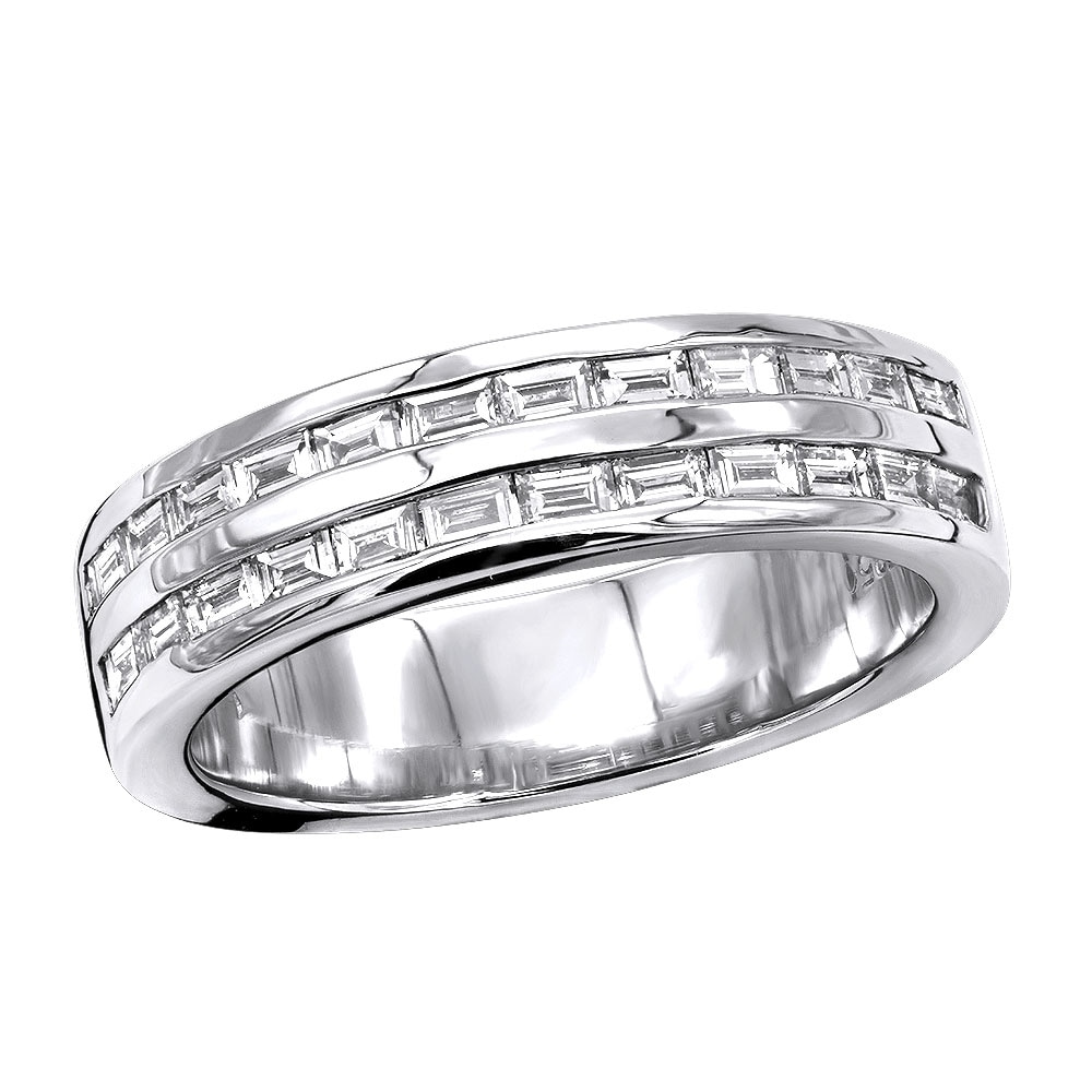 Unisex Wedding Band Baguette Cut Diamond Ring For Men Or Women 1 1ctw In Platinum By Luxurman Overstock 31453641