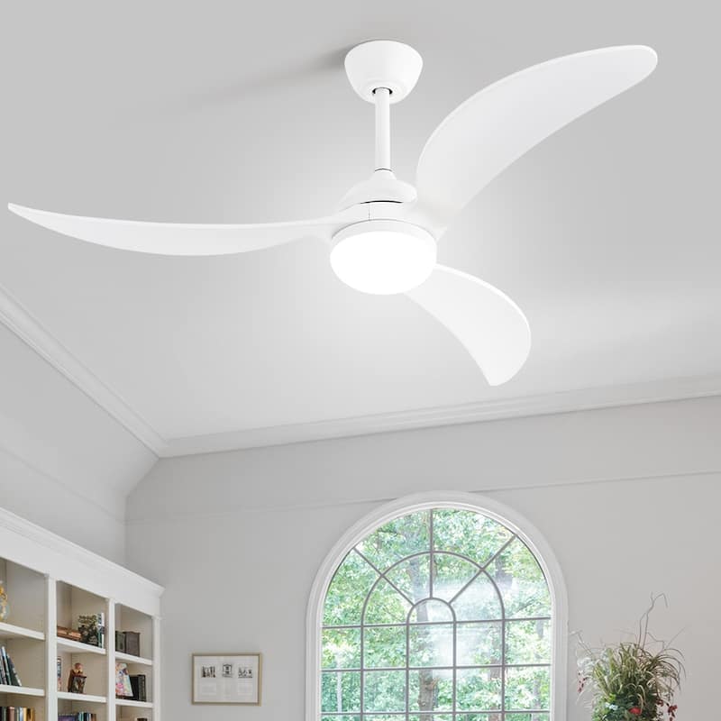 Sofucor 42 Inch Low Profile Flush Mount Ceiling Fan with Light, Remote Control, 5 ABS Blades,Reversible Quiet DC Motor