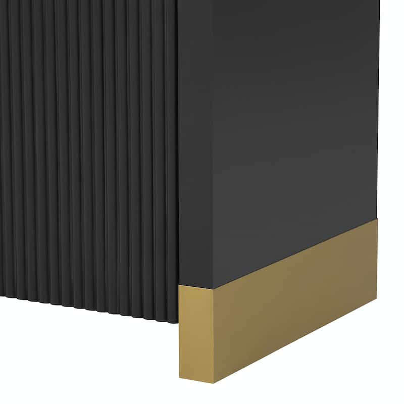 4-door Unique Wave Pattern Design Storage Cabinet