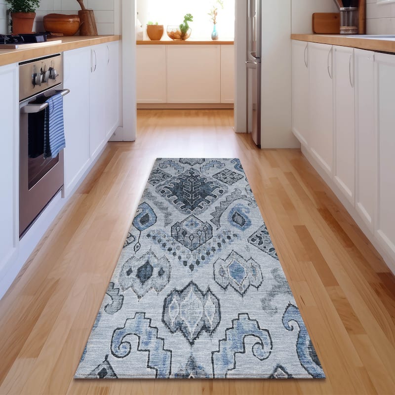 Premium Washable Super Soft Global Moroccan Mayfield Rug - Blue - 2' 3" x 7' 6" - Runner