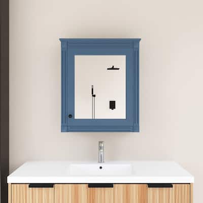 24 in. W x 28 in. H Rectangular MDF Medicine Cabinet with Mirror - 24" x 7" x 28"