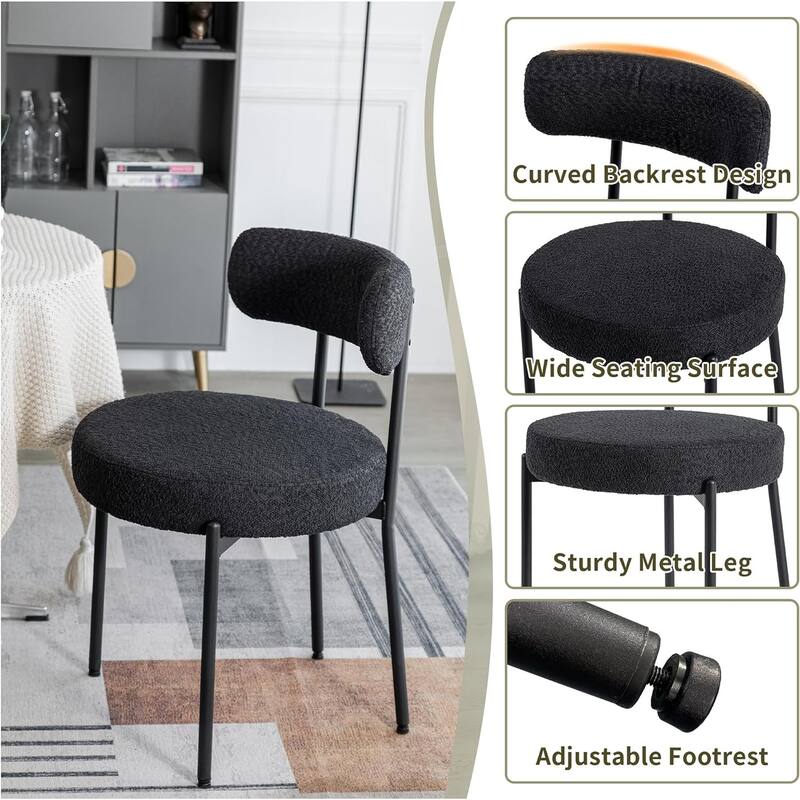 XINMICS Dining Chairs Set of 2/4/6, Mid Century Modern Upholstered Boucle Kitchen Dining Room Chairs