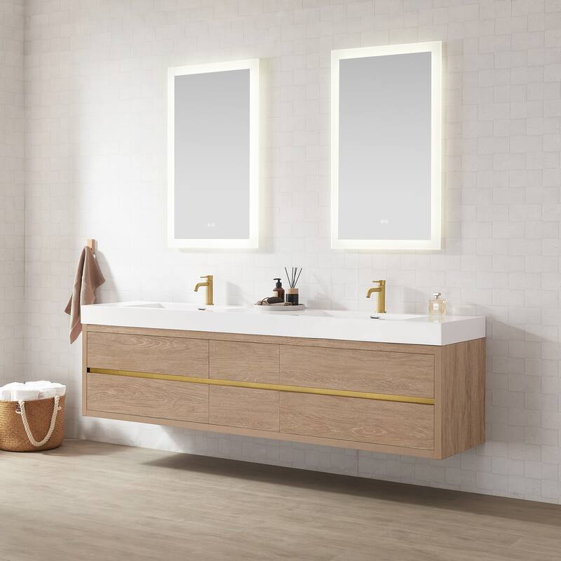 Miseno MV-ALIS84-WHT-NM Palencia 84" Wall Mounted Double Basin Vanity