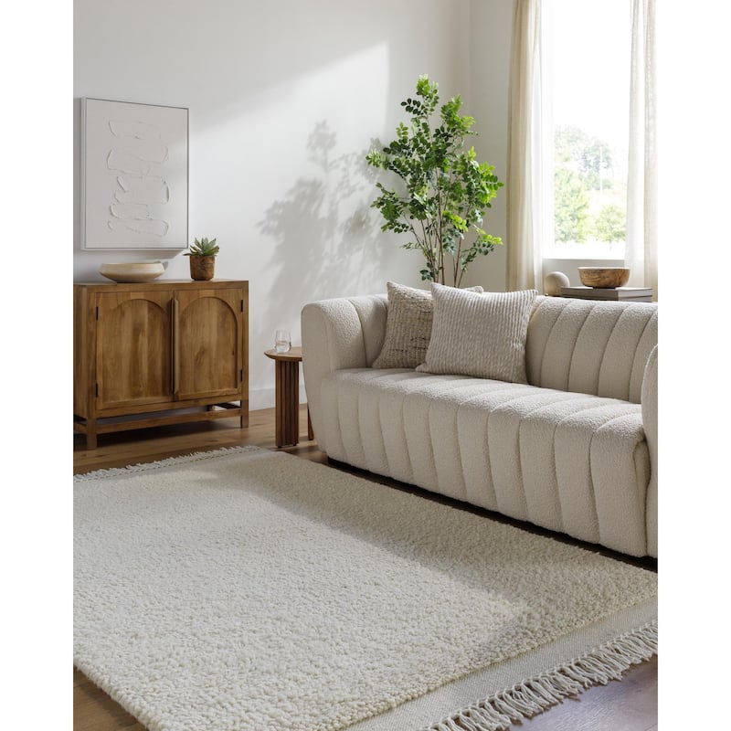 Joanne Casual Solid Color Wool Area Rug - 8' x 10' - Cream