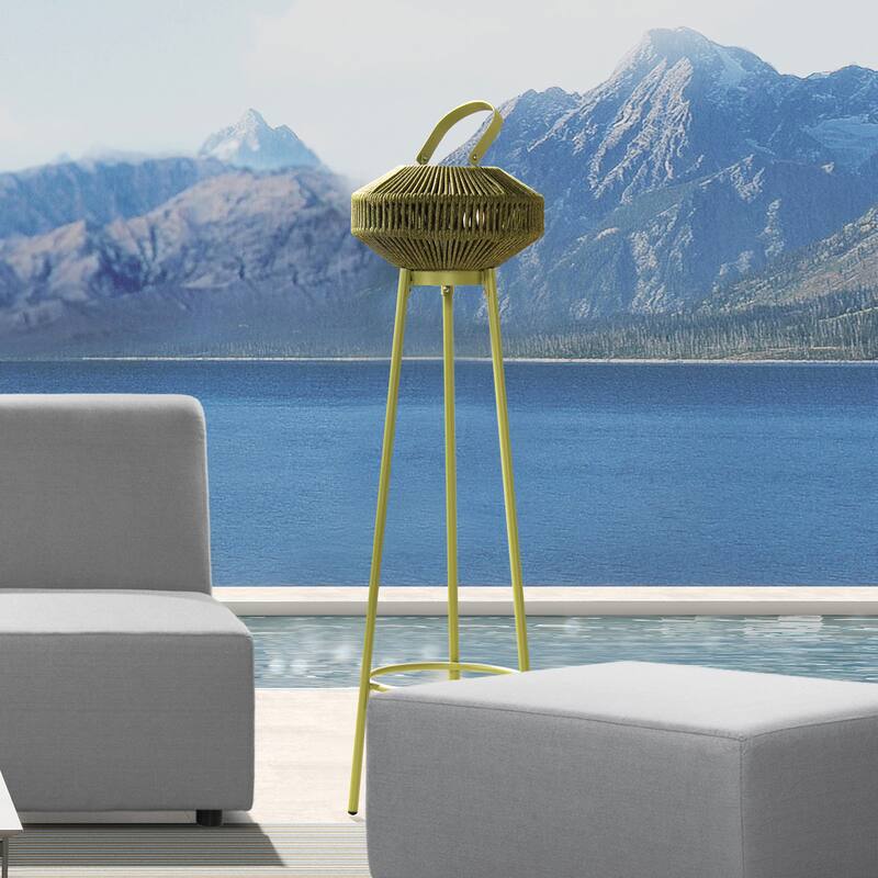 Nova Outdoor Patio Lantern with LED Light Bulb and Lantern Stand