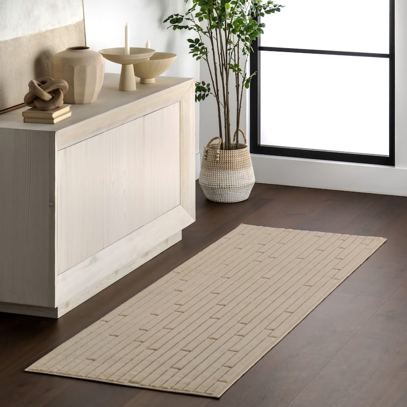 Nuloom Zipporah Striped Indoor/Outdoor Area Rug - 2'6" x 8' Runner - Beige