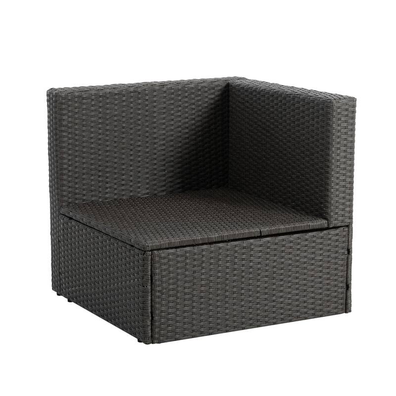 GDFStudio - Modern 7-Piece Outdoor PE Wicker Patio Set with Lounger Sofa, Seats 6
