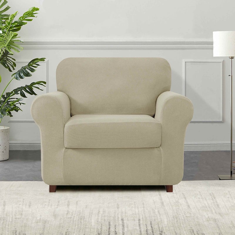 Subrtex 9-Piece Stretch Sofa Slipcover Sets with 4 Backrest Cushion Covers and 4 Seat Cushion Covers - Armchair - Sand