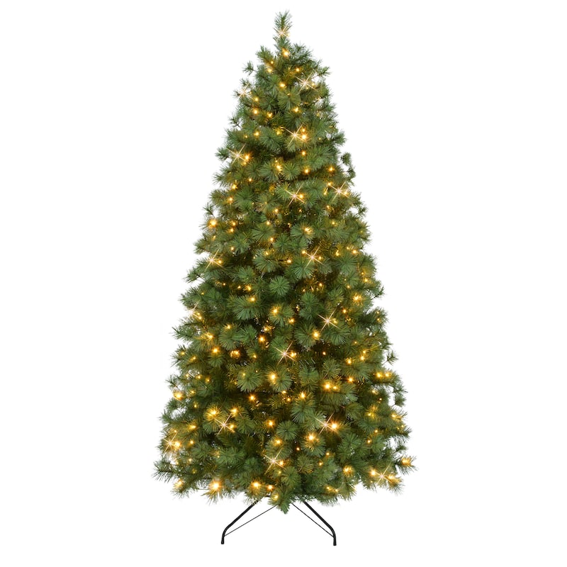 Puleo International 7.5' Pre-Lit Artificial Colorado Pine Christmas Tree with 300 Dual Function LED Lights