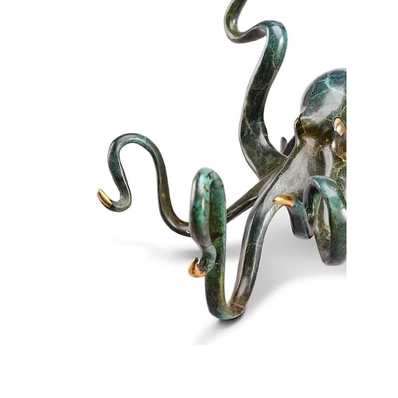 Spi Brass Deep-Sea Delight Octopus Statue - 5.5 X 10.5 X 8 inches