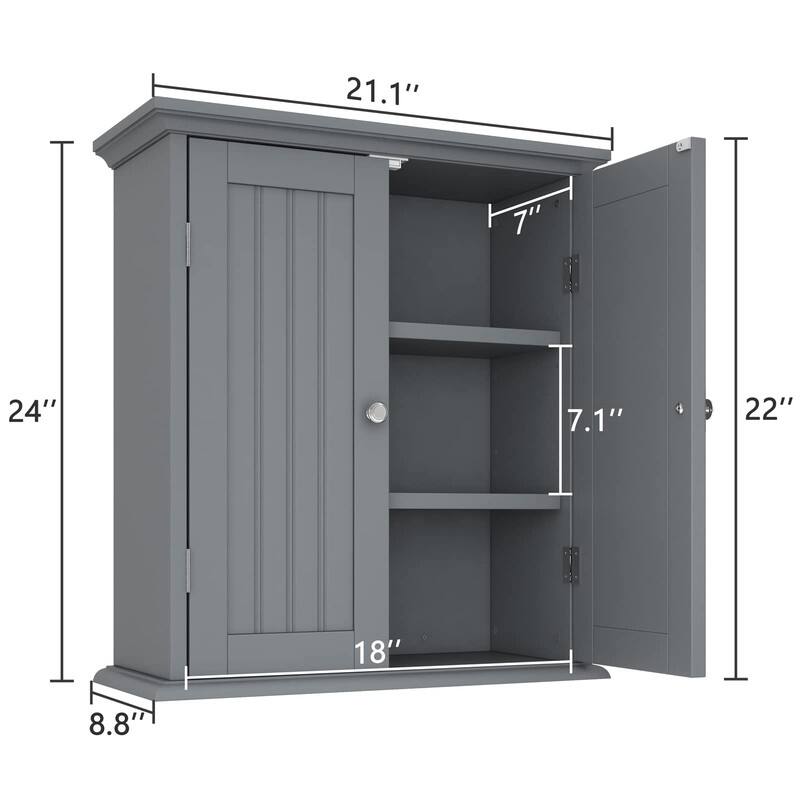 Bathroom Wall Cabinet, Over The Toilet Space Saver Storage Cabinet - 8.8"D x 21.1"W x 24"H