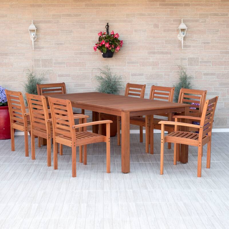 Amazonia George 9pc FSC Wood Outdoor Wood Patio Dining Set - Brown