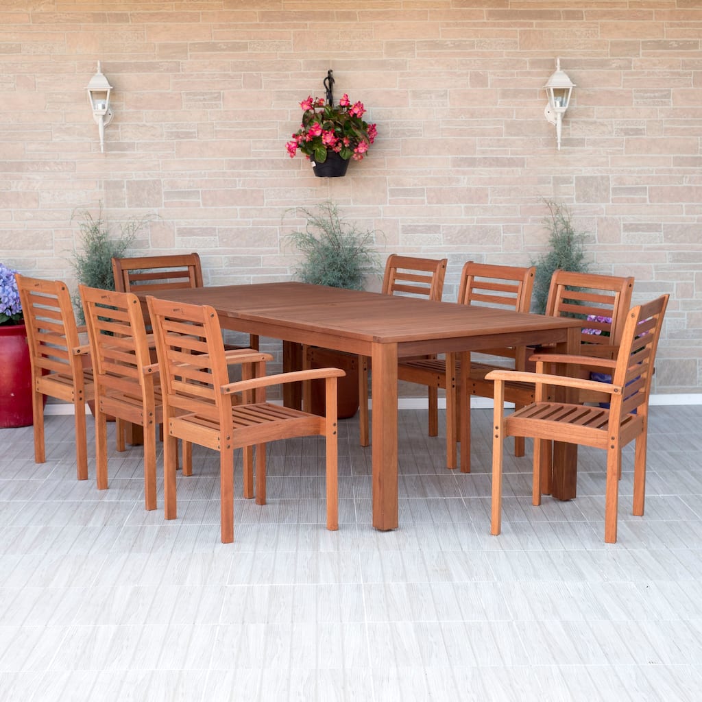 Amazonia George 9pc FSC Wood Outdoor Wood Patio Dining Set
