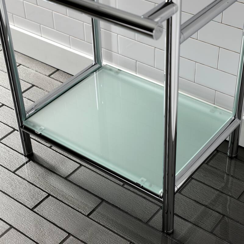 Kingston Brass Fauceture Stainless Steel Console Sink Base with Glass Shelf