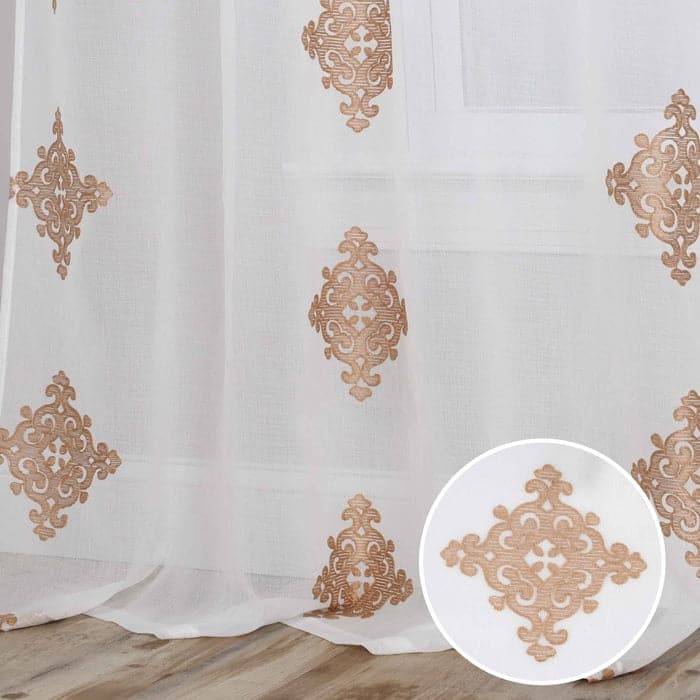 Superior Damask Grommet Sheer Window Curtain Panels (Set of 2)