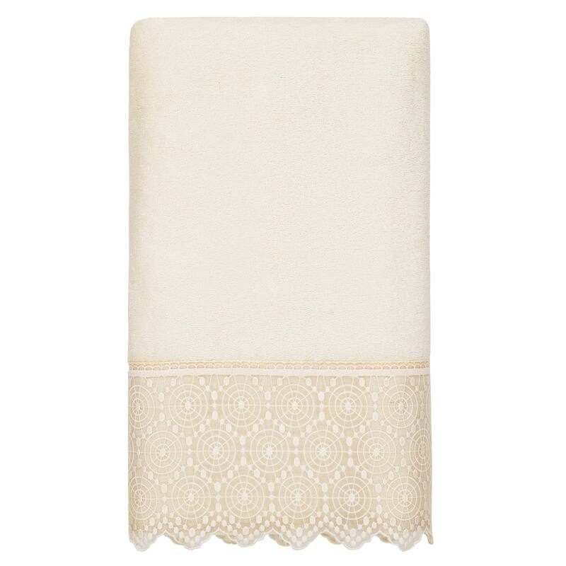 Authentic Hotel and Spa 100% Turkish Cotton Arian 3PC Cream Lace Embellished Towel Set