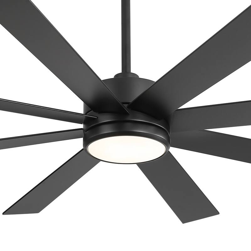 65-inch Black Ceiling Fan with LED Light Remote and Downrod(8-Blade)