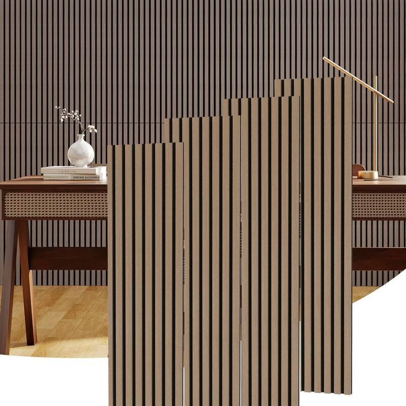 47.2" x 11.8" 3D Fluted Wood Slat Acoustic Soundproof Wall Panels for Noise Reduction - 4 PCS