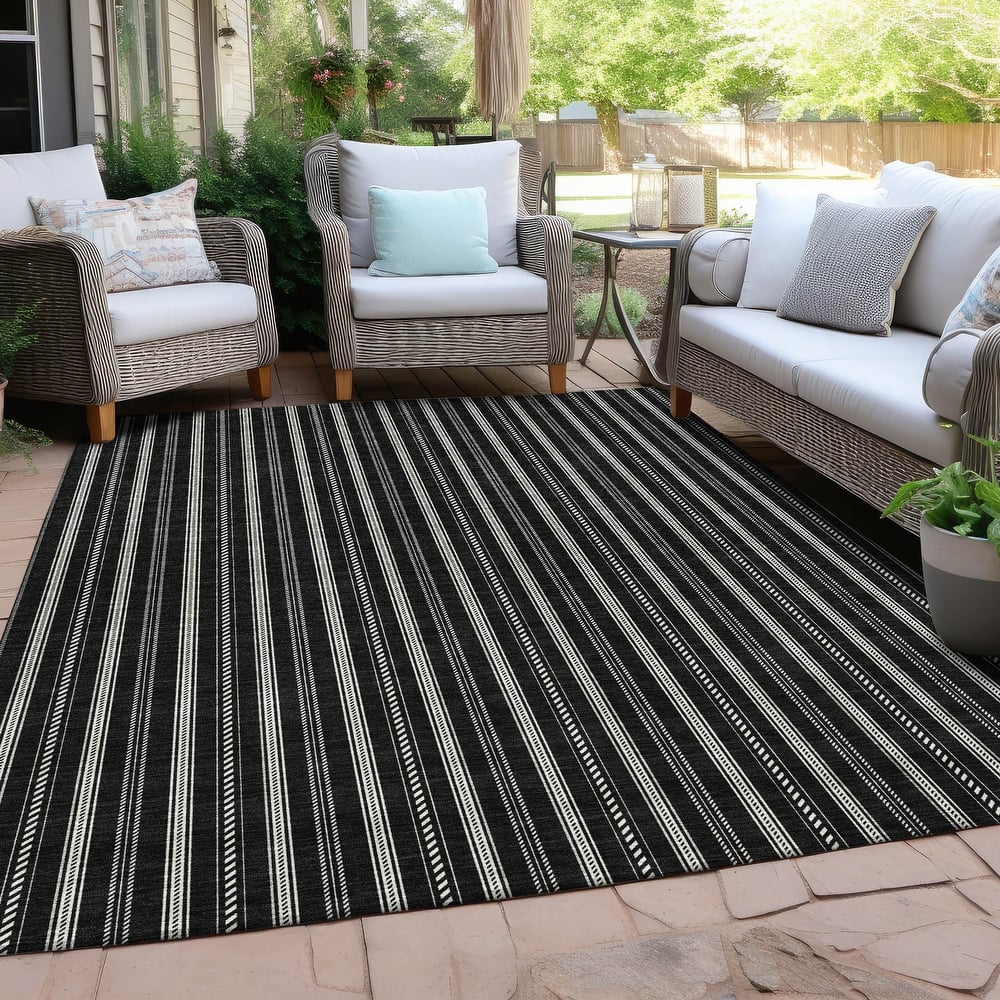 Machine Washable Indoor/ Outdoor Chantille Stripe Twist Rug