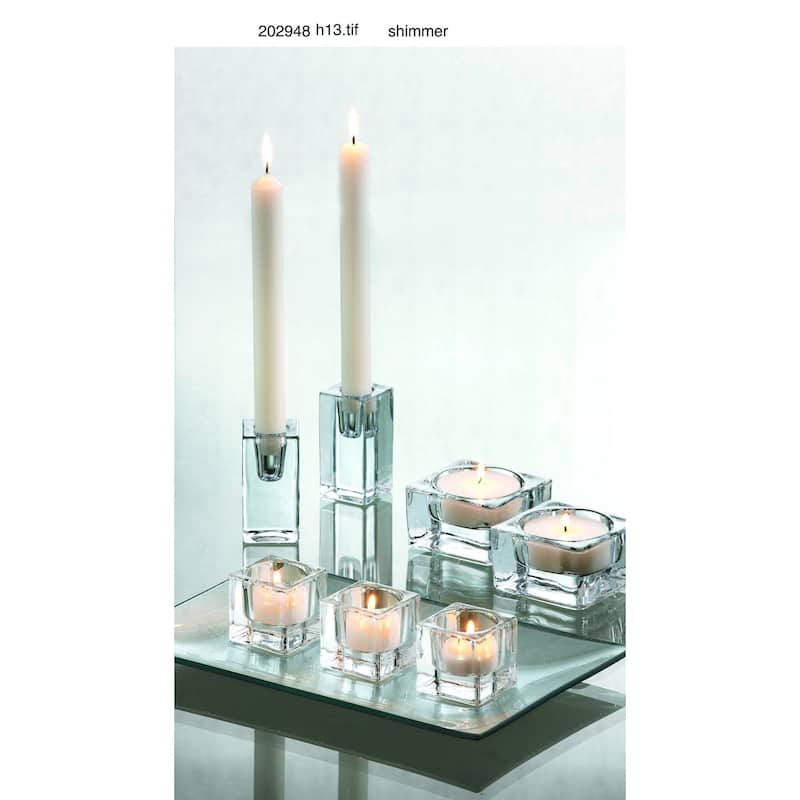 Chunky Clear Glass Sqaure Taper Candle Holder, 1.5L x 1.5W x 3.13H, Each Sold Separate