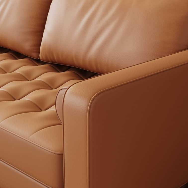 59" Mid-Century Square Arm Leather Loveseat