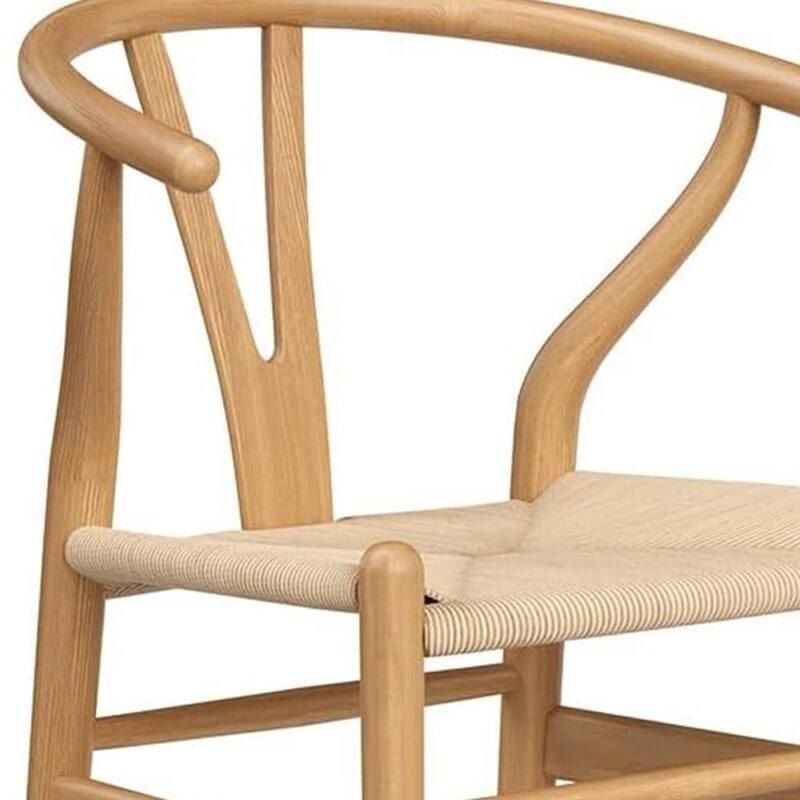 HomeRoots 27" Beige and Natural Solid Wood Counter Height Bar Chair