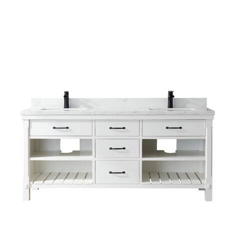 Valencia 72" Vanity in White with Countertop Without Mirror