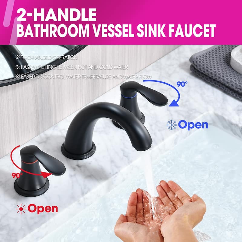 Proox 8 inch Widespread Two Handles Bathroom Sink Faucet with Pop Up Drain